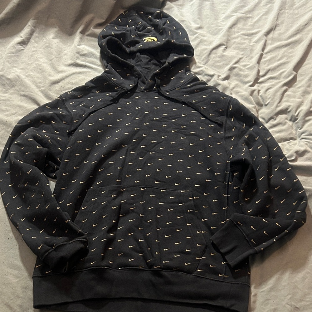 Nike MENS Black Hoodie with Gold Swooshes